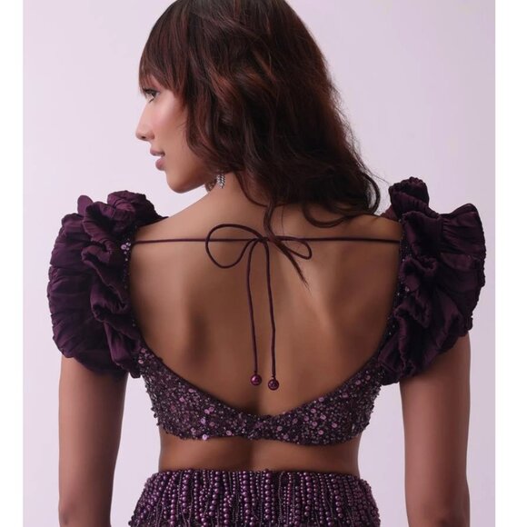 Elegant Purple Sequin Wedding Dress - Picture 4 of 6